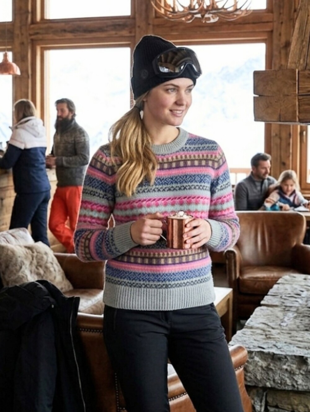 J Crew Fair Isle Pullover Sweater Long Sleeve M Ski Winter Merino Wool Blend